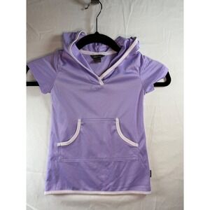 Eddie Bauer Kids Purple Mesh Short Sleeve Hoodie Shirt Kangaroo Pocket Size 3T